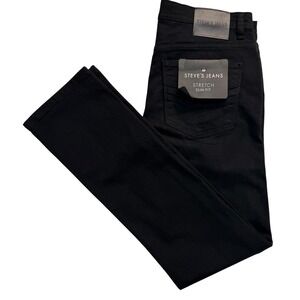 Steve's Jeans Mens Stretch Slim Fit Black Denim Jeans 30x32 NWT
